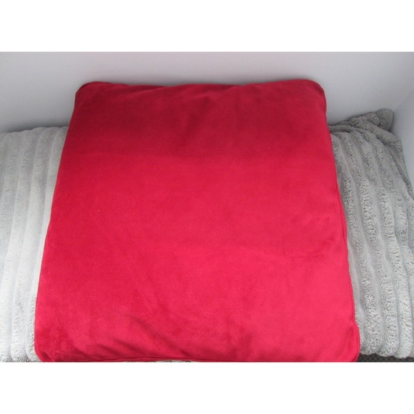 Vtg Red Velvet Removable Seat Back Cushion Pillow 18" Romantic English Cottage‎ - Picture 1 of 9